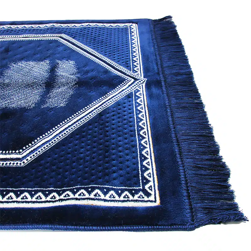 Plus Secc Navy Blue With White Pattern Muslim Prayer Mat