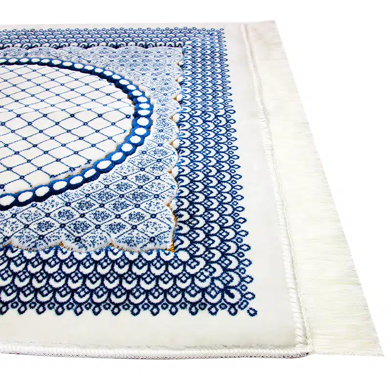 Plus Secc White With Baby Blue Pattern Prayer Mat