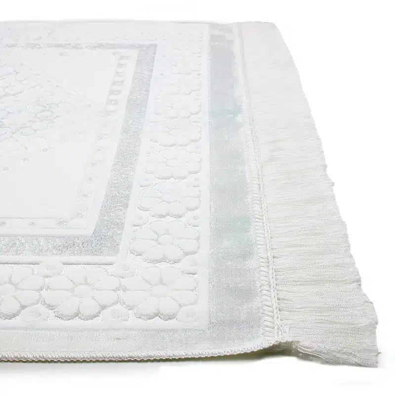 Begum Seccade White Self Design Pattern Prayer Mat