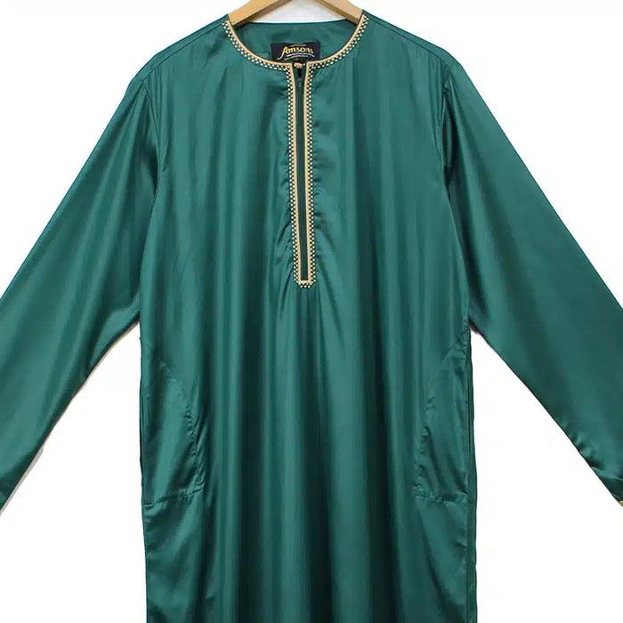 Omani Satin Tasseled Green Designer Thobe ASM-K43-23
