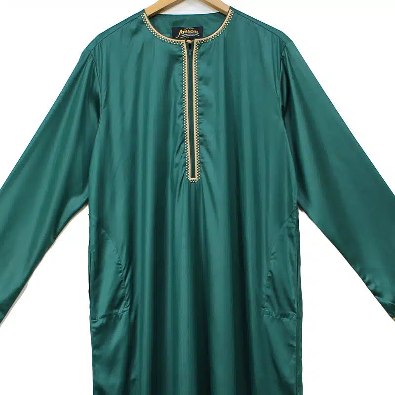 Omani Satin Tasseled Green Designer Thobe ASM-K43-23