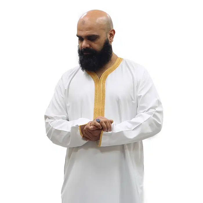 Moroccan 1515 White & Gold Thobe