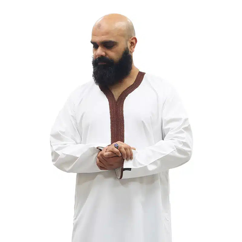 Moroccan White & Brown Thobe