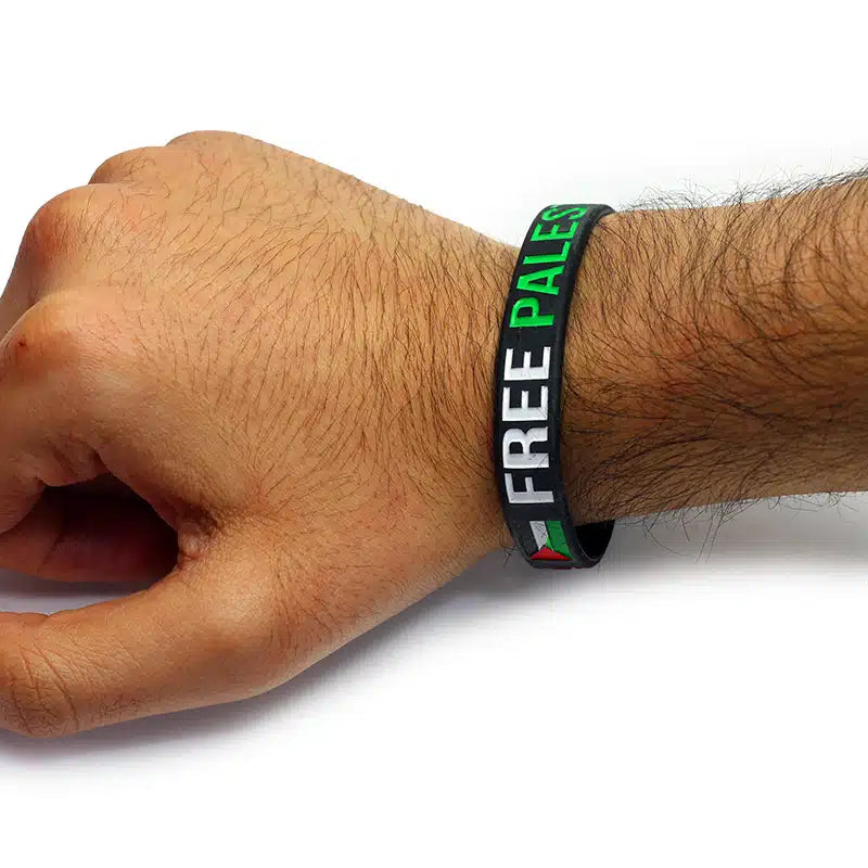 Free Palestine Wristband with Flag Black