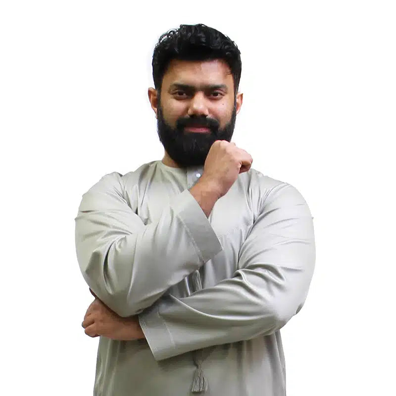 Tasselled Satin Grey Thobe