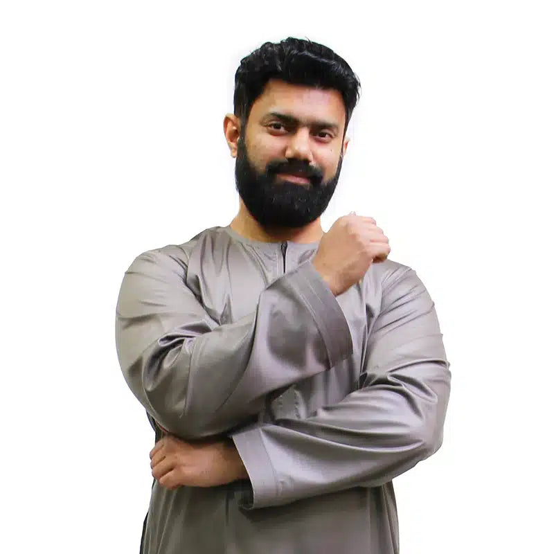 Omani Graphite Satin Grey Thobe 1501-04