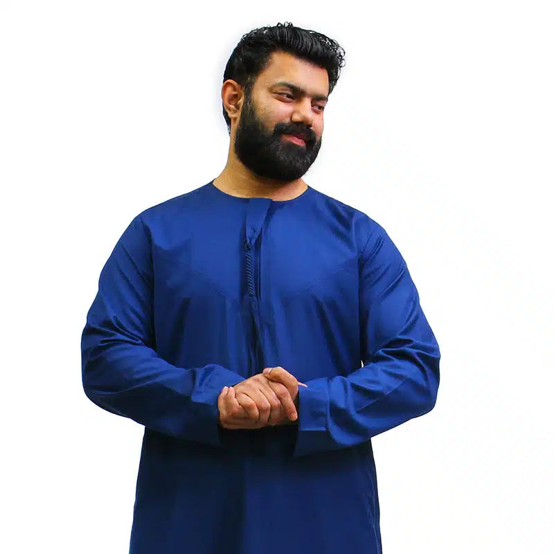 Tasseled Cotton Navy Blue Thobe