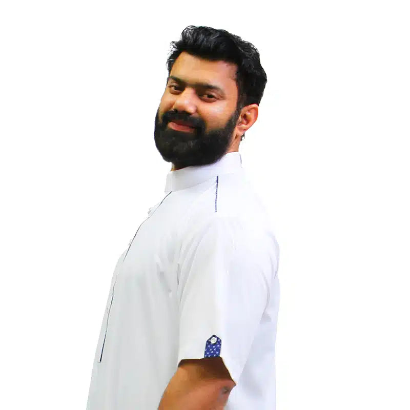 Collared White & Blue Thobe 977