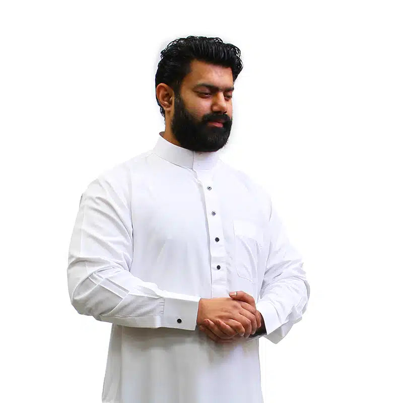 Plain White Collared Thobe 1500