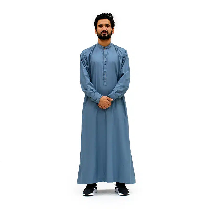 Blue Collared Pattern Thobe ASM 956-03