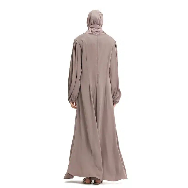 Pleated Satin Maxi Taupe Dress