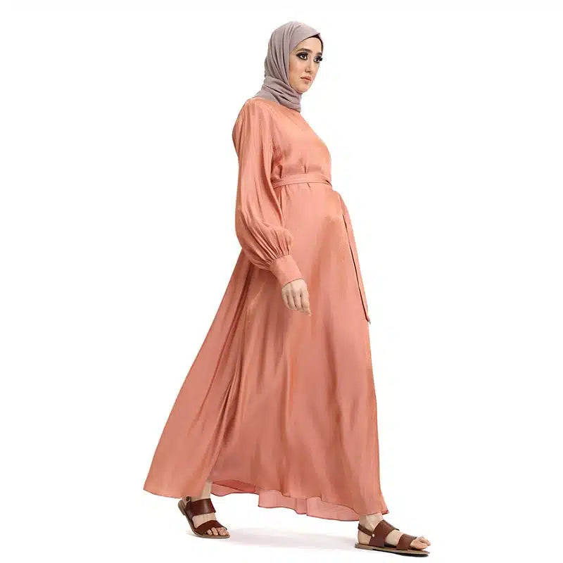 Moonlight Belted Peach Dress