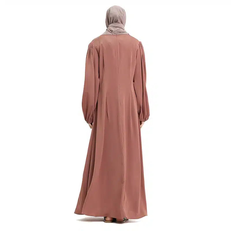 Pleated Satin Maxi Rose Dress