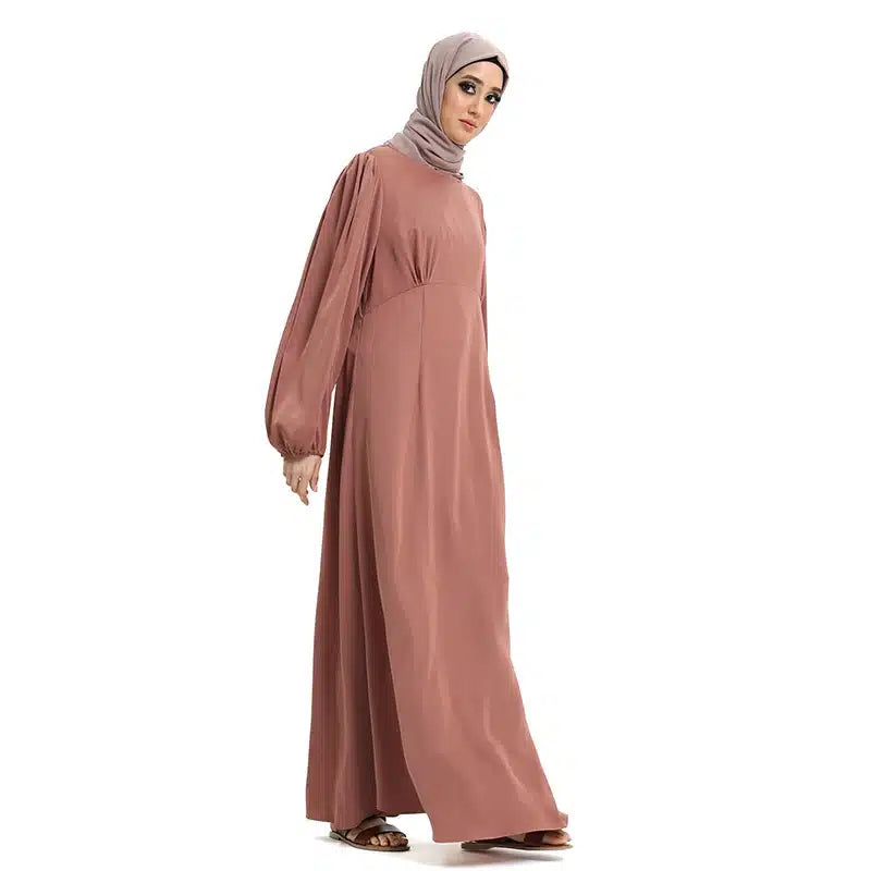 Pleated Satin Maxi Rose Dress