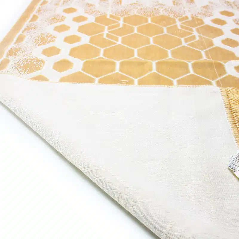 Begum Seccade Gold and White Prayer Mat