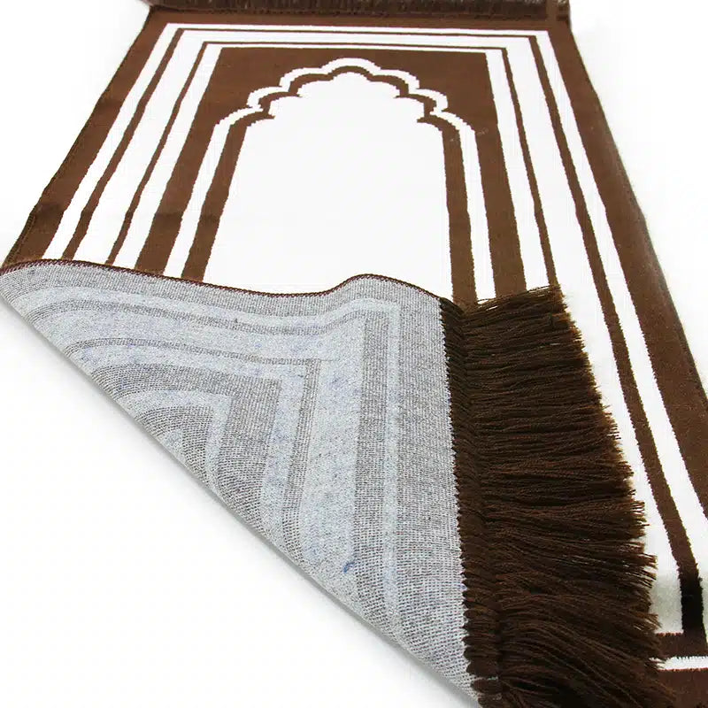 Kids Seccade Brown And White Prayer Mat