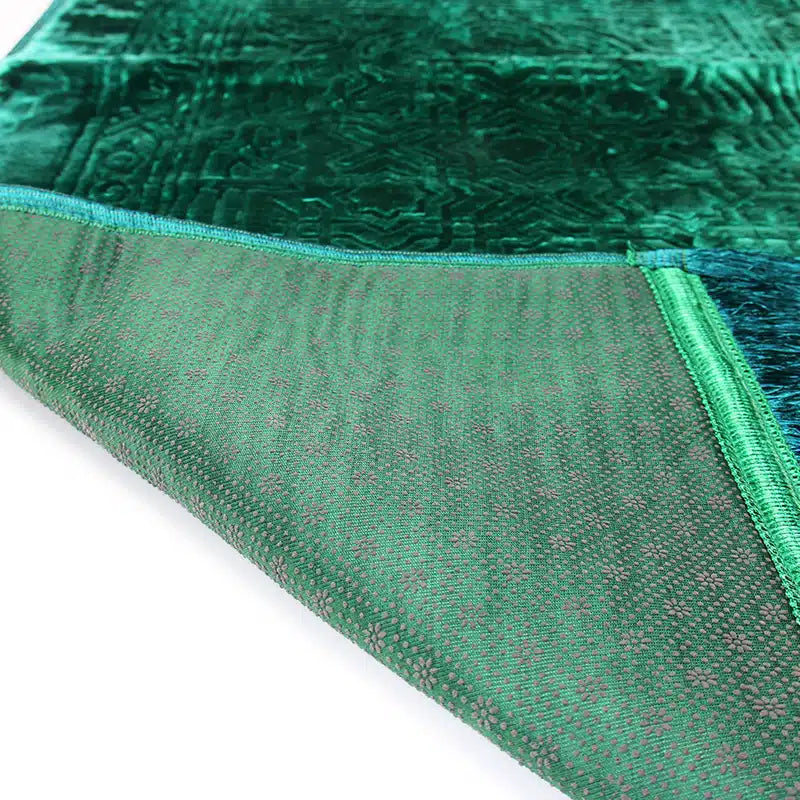 Green Self Design Pattern Velvet Prayer Mat