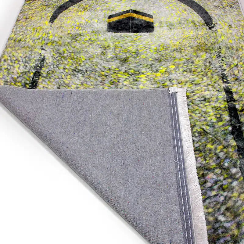 Gusto Seccade Gold And Black Pattern With Kaaba Print Prayer Mat