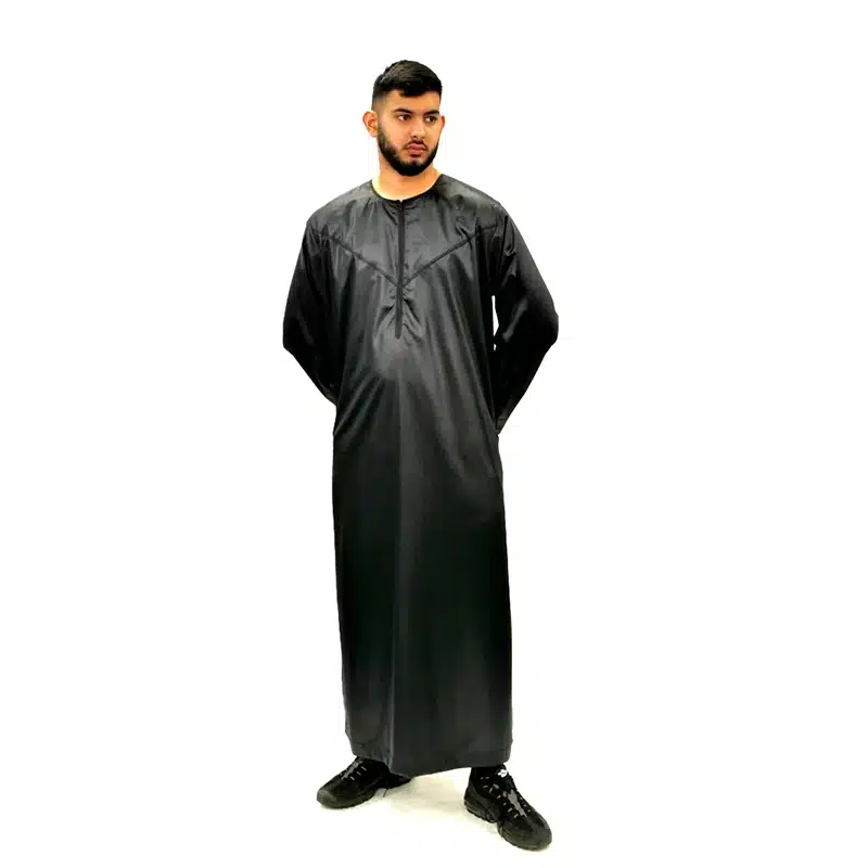 Omani Men's Triple Black Thobe 1501