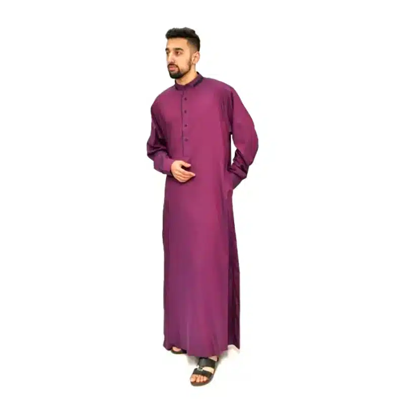 Men's Collared Textured Lilac & Plum Thobe 651- 5