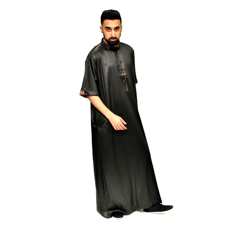 Men's Half Sleeve Collared Black & Brown Thobe 822- 824