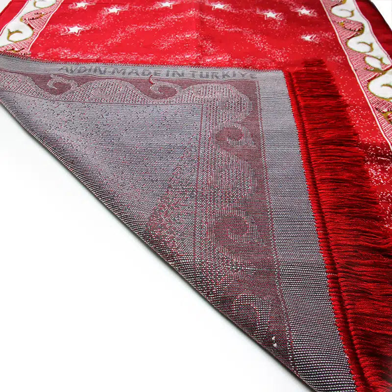 Sp.Sec.Ultra Duble Red, Cream And Gold Prayer Mat
