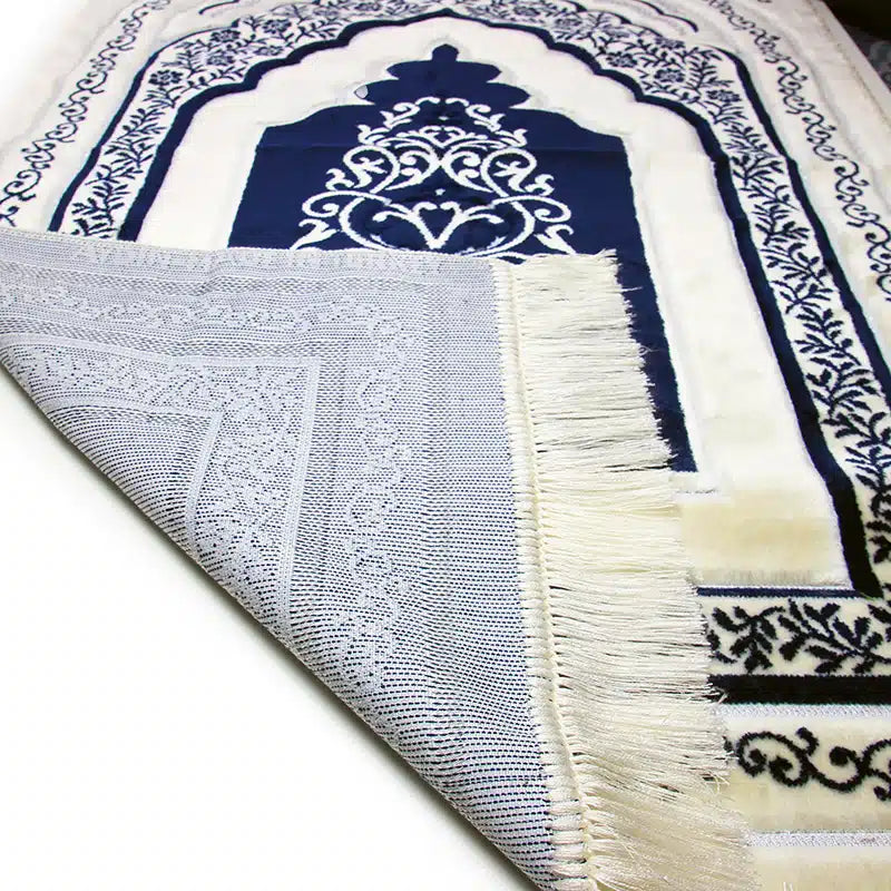 Didem Secc White And Blue Pattern Prayer Mat