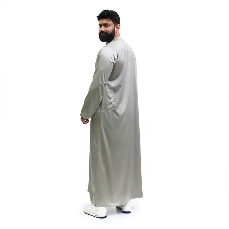 Tasselled Satin Grey Thobe