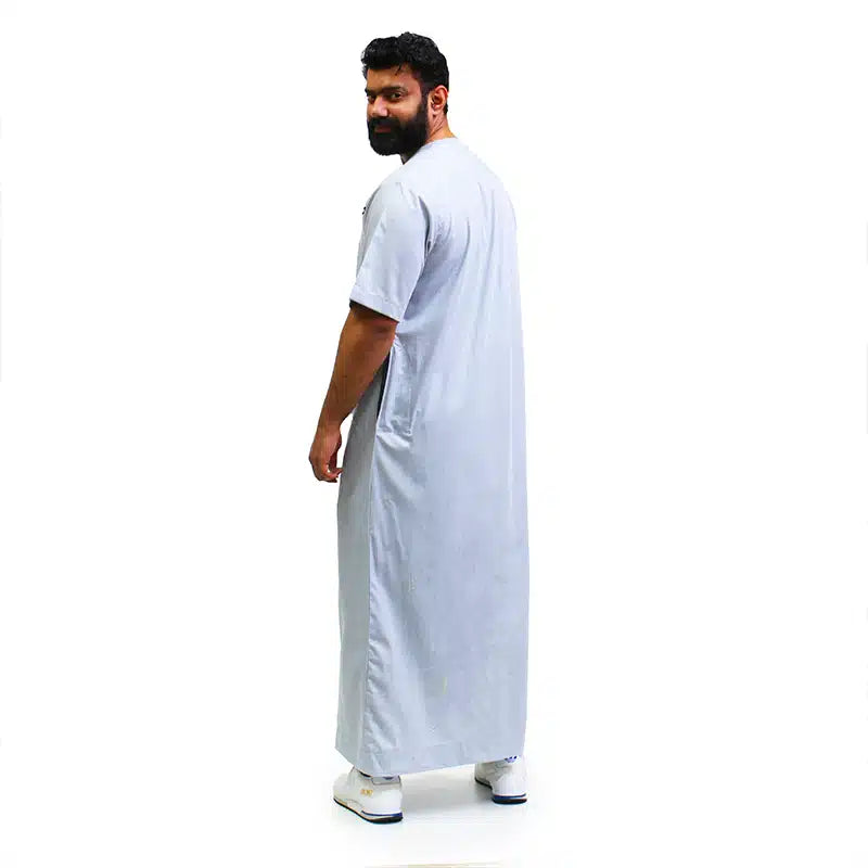 Omani Half Sleeve Light Grey Thobe 1516-03