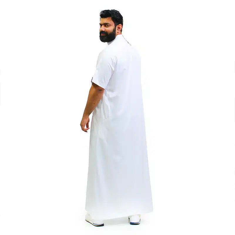 Collared White & Blue Thobe 977