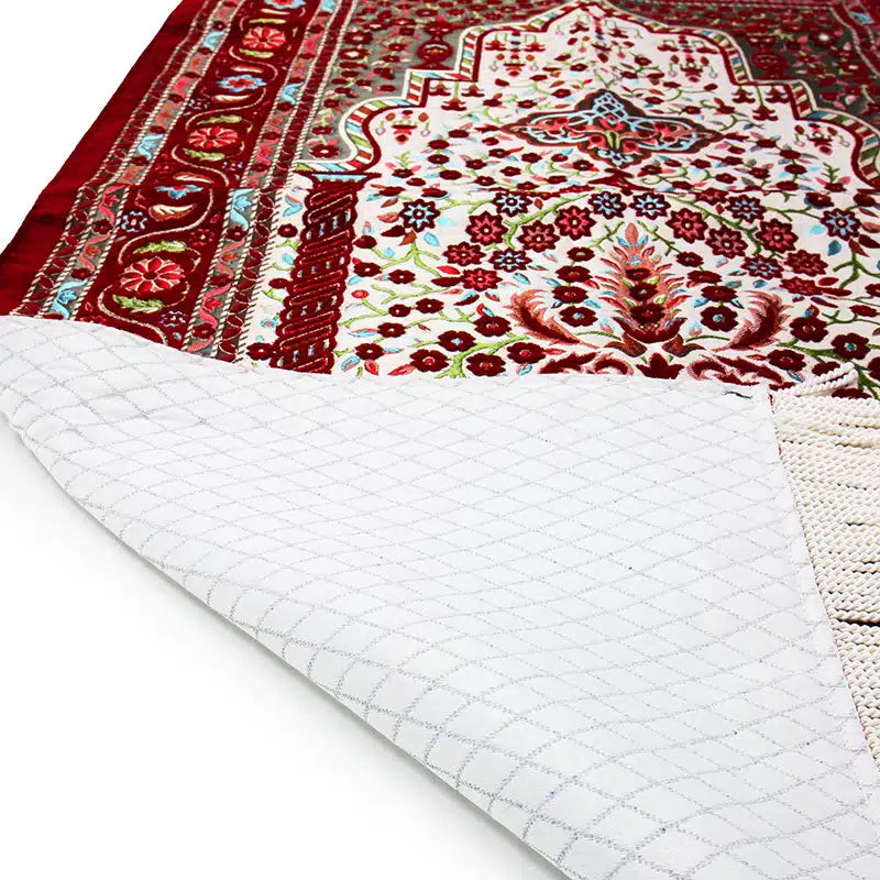 Maroon Traditional Design Prayer Mat