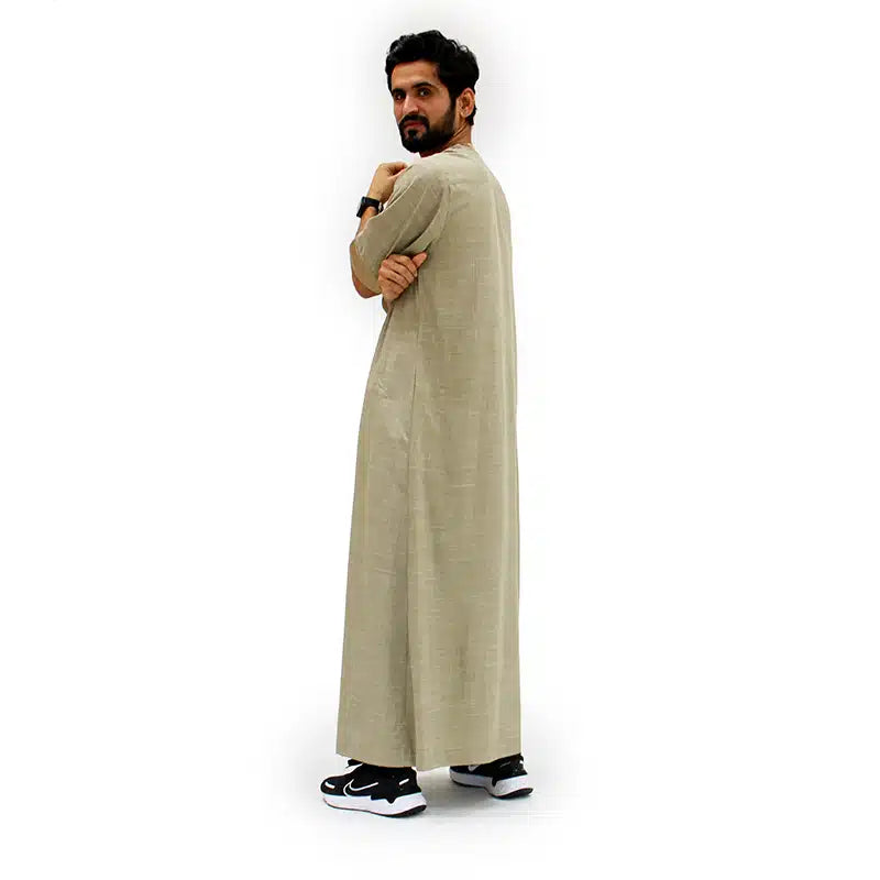 Moroccan Half Sleeve Beige Thobe 1076-01
