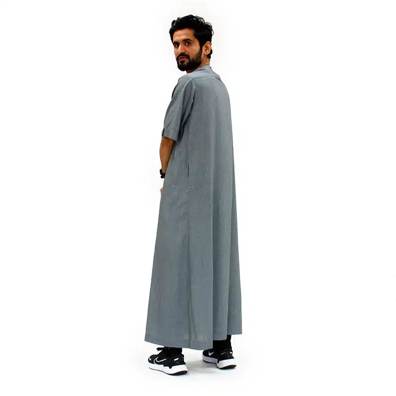 Omani Short Sleeve Grey Thobe 1074-4