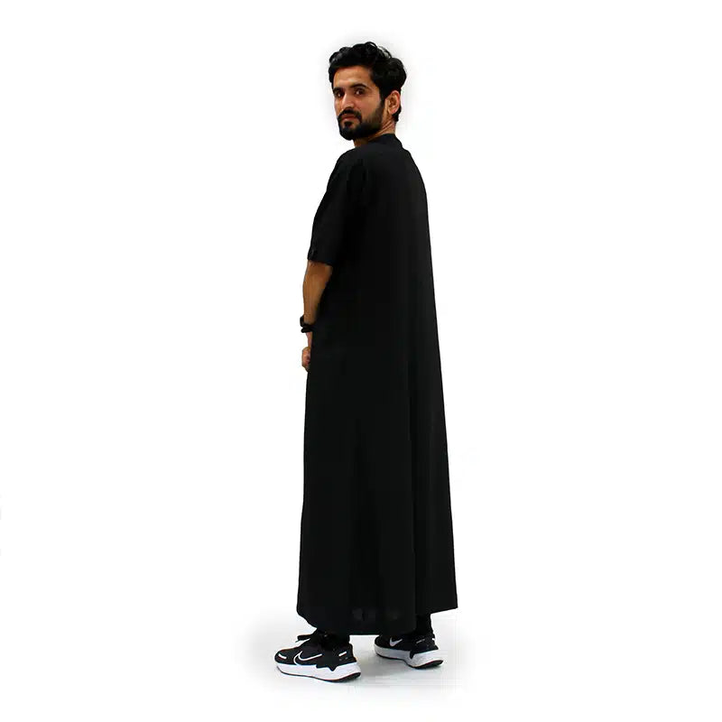 Omani Short Sleeve Black Thobe 1074-1