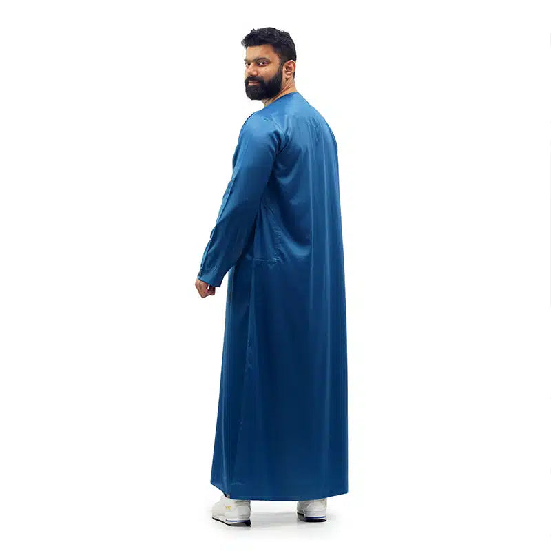 Omani Teal Blue Satin Thobe ASM-K16 20