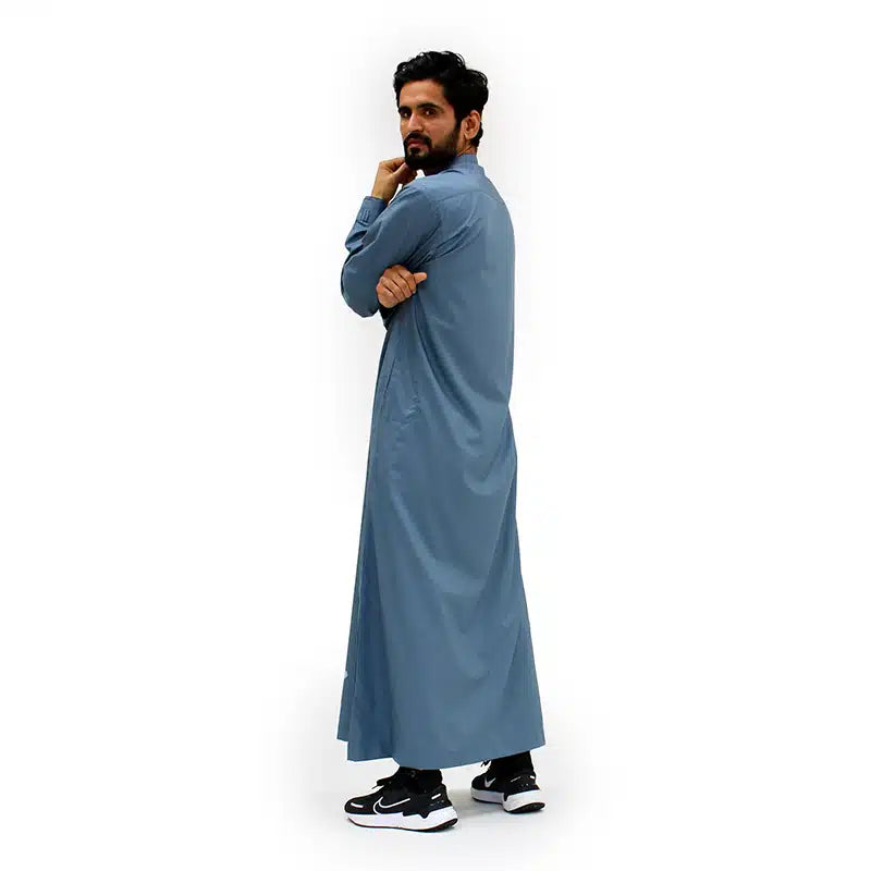 Blue Collared Pattern Thobe ASM 956-03