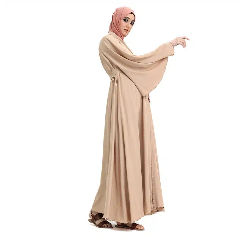 Amira Beaded Belted Nude Abaya