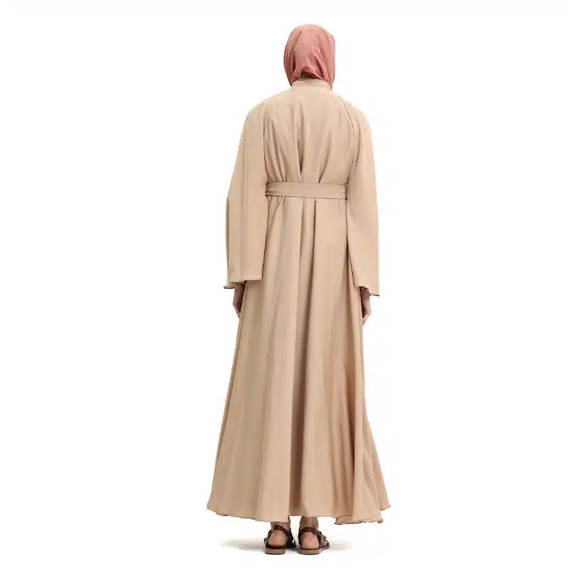 Amira Beaded Belted Nude Abaya