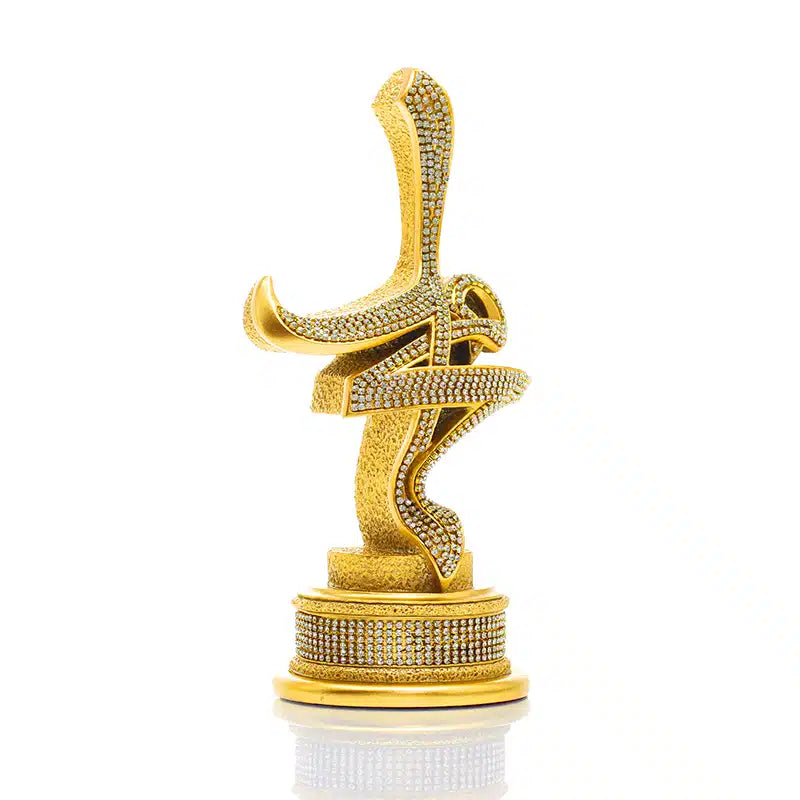 Gold Sculpted Allah & Muhammad Diamond Set 03508