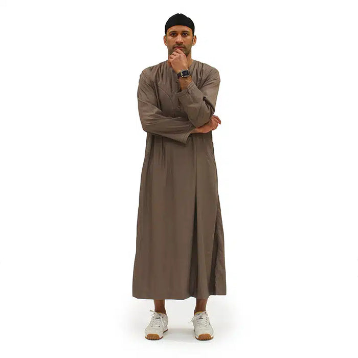 Omani Light Weight Brown Thobe 965-01