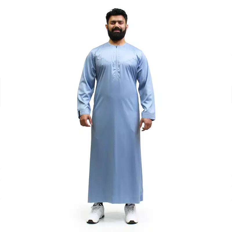 Omani Satin Sky Blue Thobe 1501-05