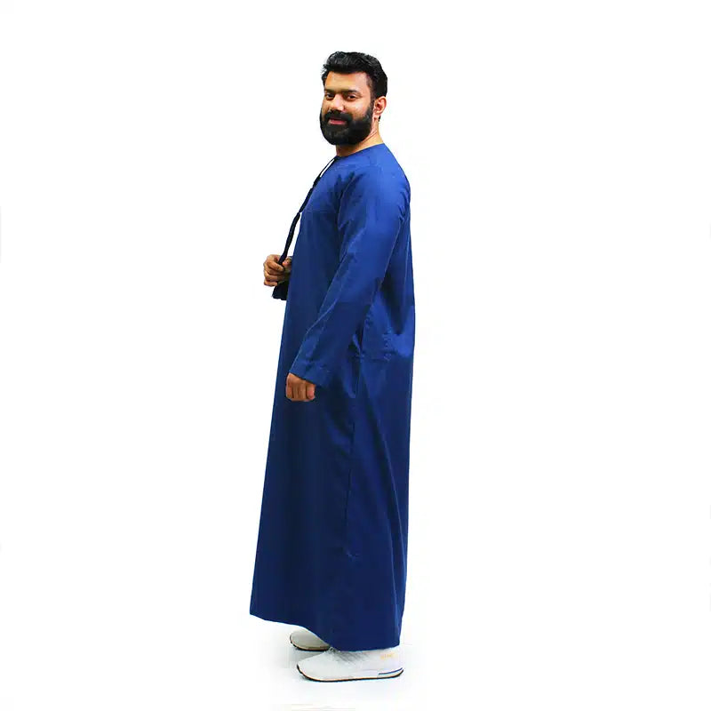 Tasseled Cotton Navy Blue Thobe