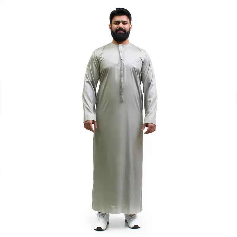 Tasseled Satin Grey Thobe