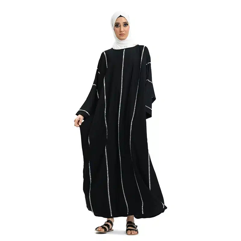 Women's Sequence Batwing Black Abaya