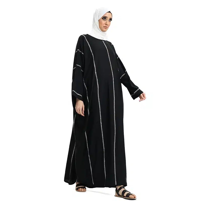 Women's Sequence Batwing Black Abaya