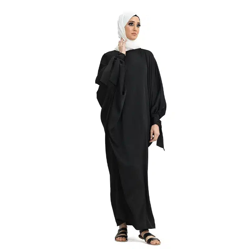 Women's Cuff Sleeve Batwing Black Abaya