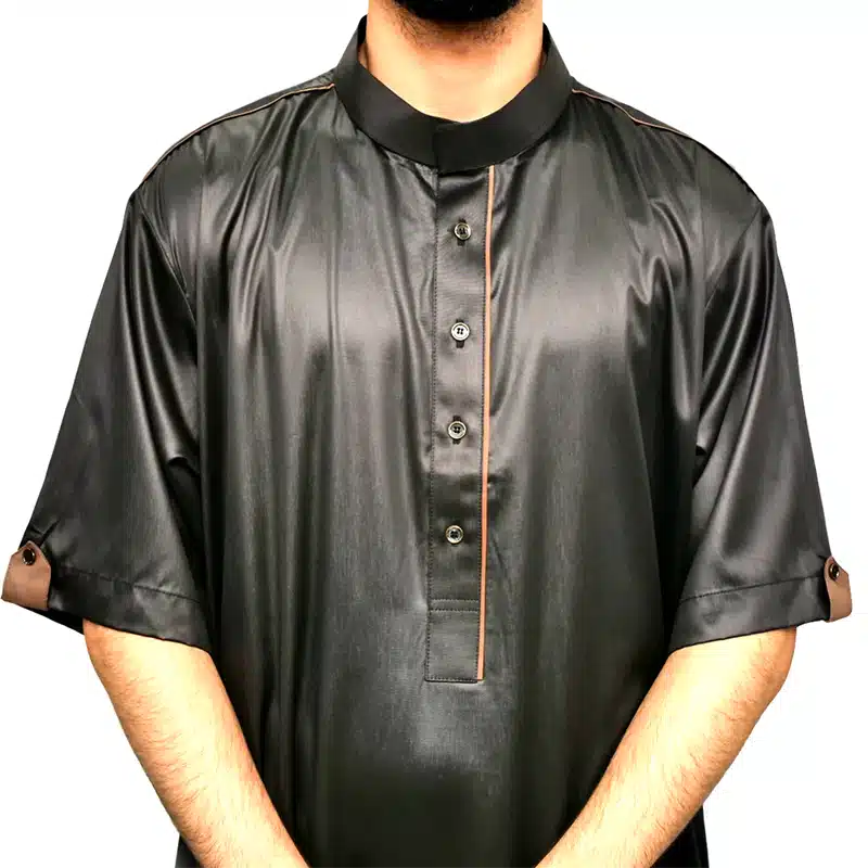 Men's Half Sleeve Collared Black & Brown Thobe 822- 824