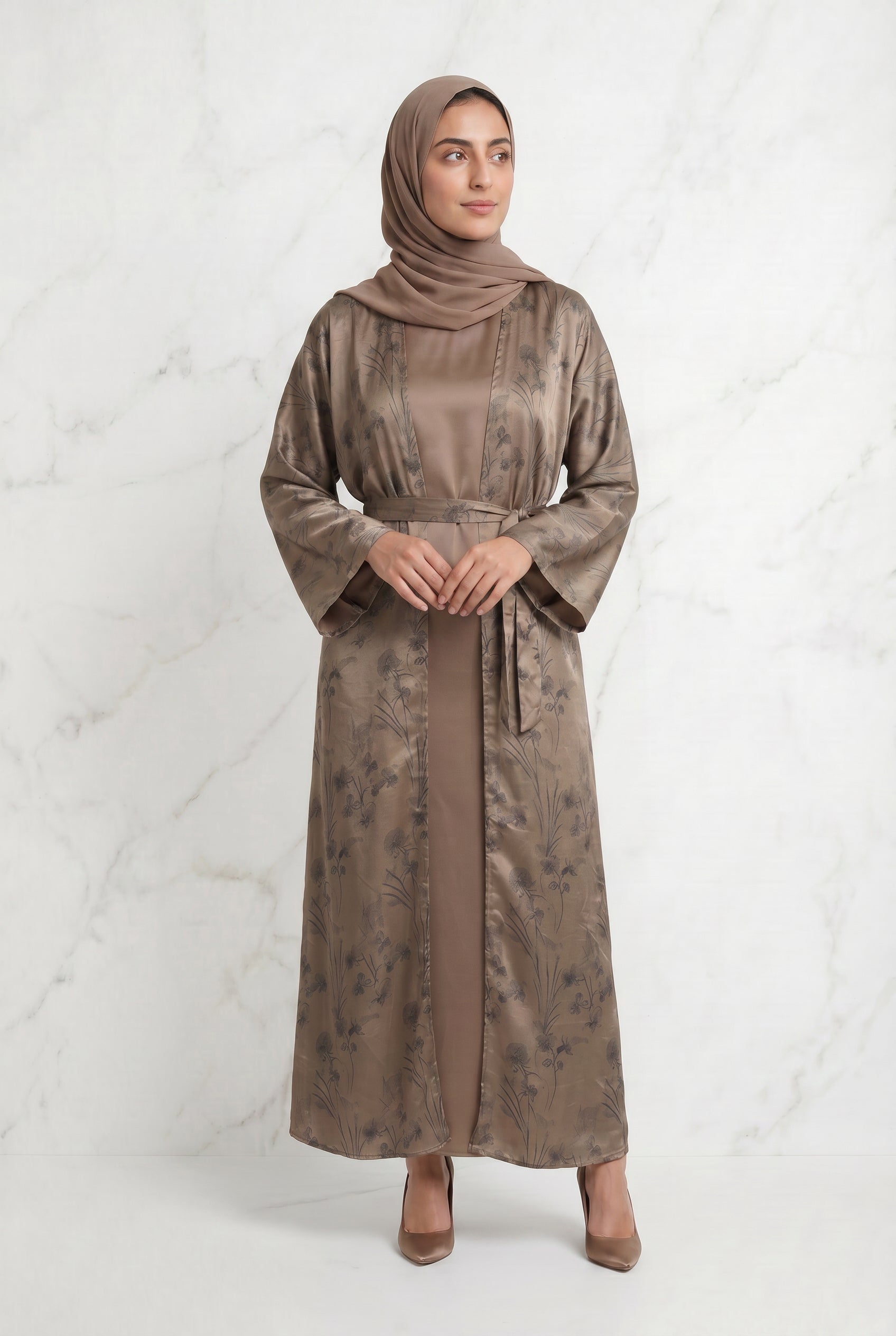 Samira Satin Abaya 655 Col 2 Brown