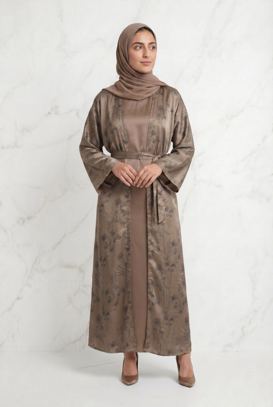 Samira Satin Abaya 655 Col 2 Brown