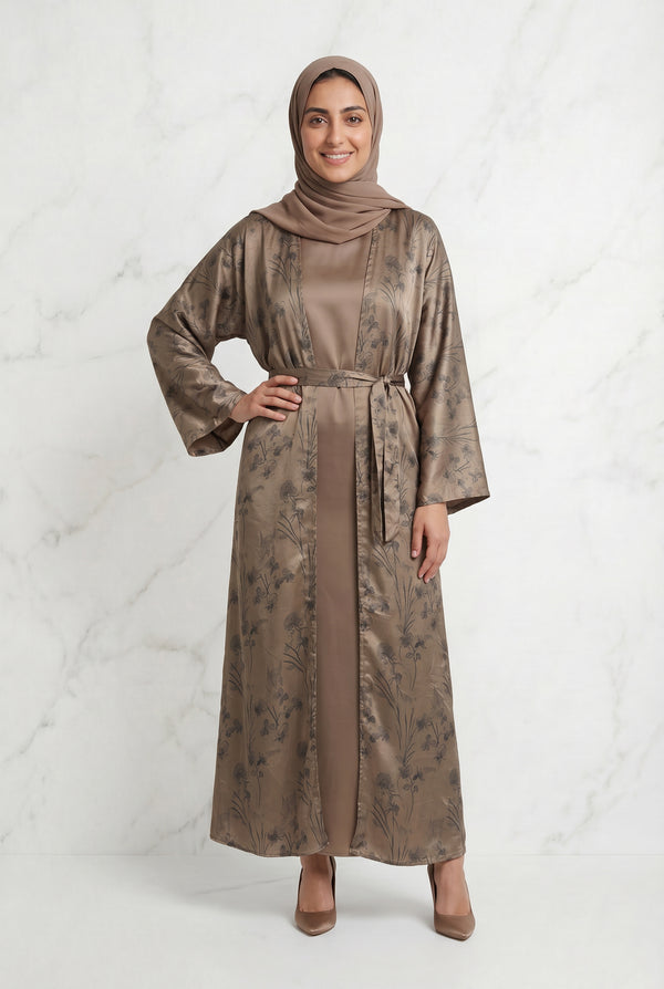Samira Satin Abaya 655 Col 2 Brown